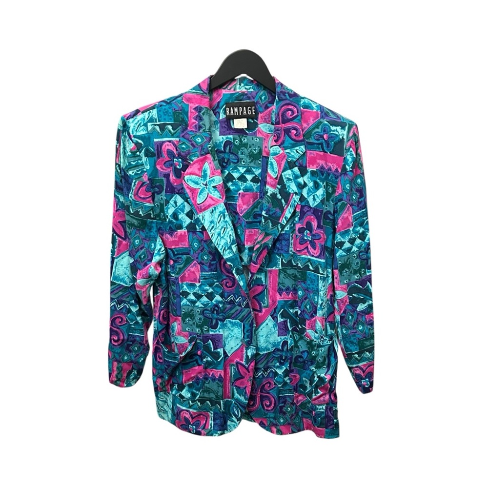 Vintage 90s Rampage Vibrant Abstract Print Oversized Blazer Jacket Maximalist M